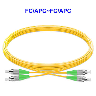3m Yellow Duplex Single Mode Fiber Optic Cable FC APC To FC APC